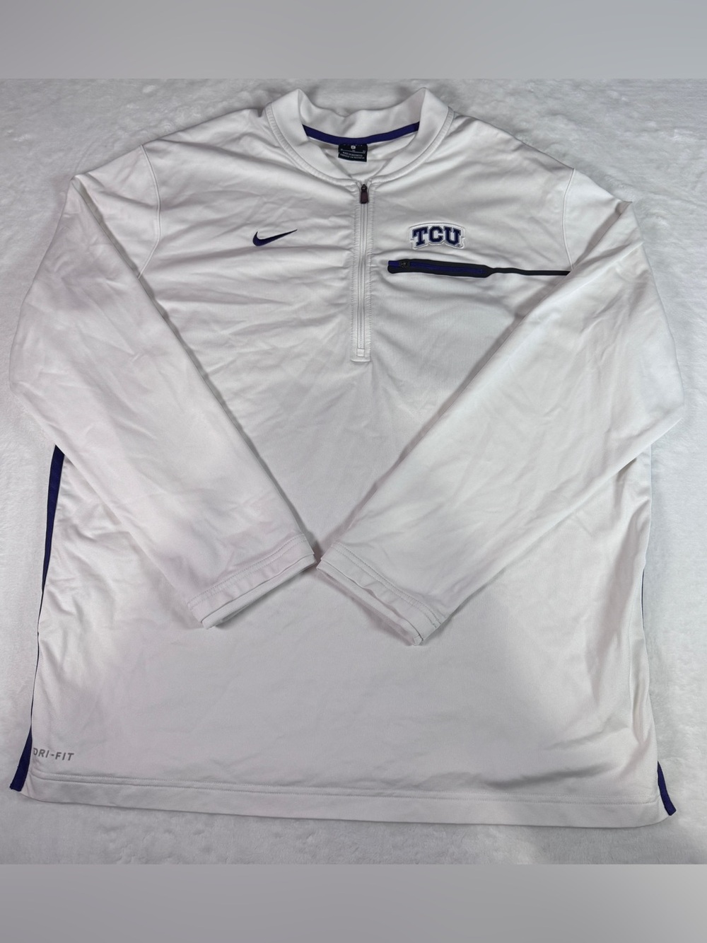Nike TCU Horned Frogs Dri-FIT Quarter Zip Pullover White Men’s XL NCAA